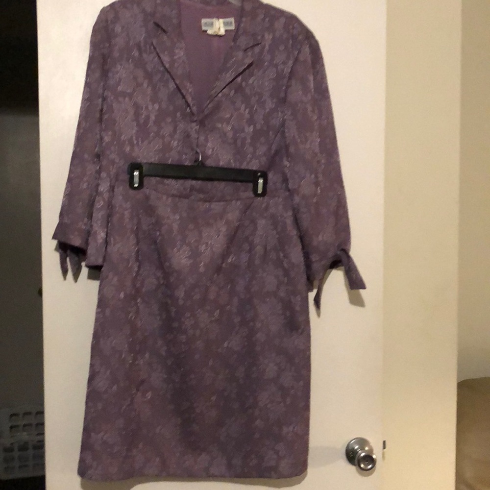2 piece skirt set, flower embroidered print, size 14, elegant lavender color